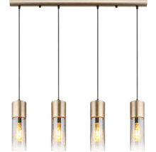 Lumină suspendată cu patru lămpi din metal și sticlă