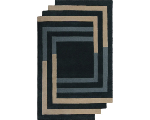 Covor lână Labyrinth Shaped Green 150x240 cm Covor cu model geometric încadrat