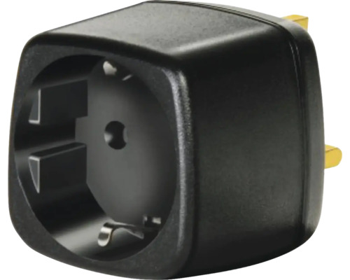 Adaptor pentru prize electrice Brennenstuhl EU - UK, cu impământare, fuzibilă 13A negru Adaptor priză pentru aparate electrice