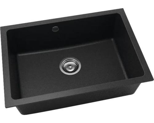 Chiuvetă bucătărie fatgranit FAT Avangard 243 66x46 cm fără picurător Black Metallic reversibilă 3 tipuri de montaj Chiuvetă din granit cu set de scurgere
