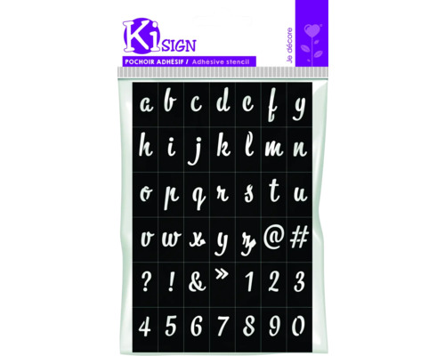 Șablon decorativ cifre, litere & simboluri 12x18 cm, 42 elemente Ki Sign șablon adeziv cu litere, numere și caractere speciale
