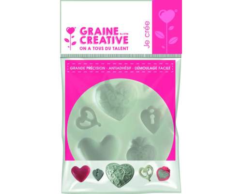 Matriță silicon inimi Formă de silicon Graine Creative cu motive de inimă