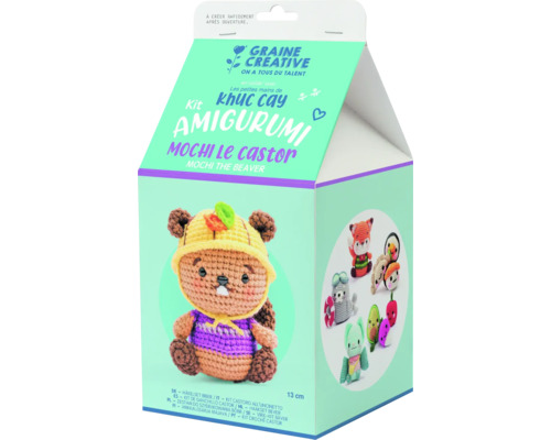 Set de croșetat amigurumi castor în ambalaj