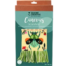 Logo Graine Creative, set de broderie scarabeu, cu franjuri din fire și dimensiunile 30 x 40 cm