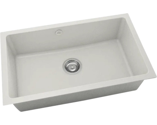 Chiuvetă bucătărie fatgranit FAT Avangard 244 76x46 cm fără picurător White reversibilă 3 tipuri de montaj Chiuvetă simplă cu garnitură de scurgere