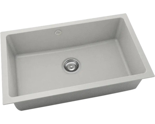 Chiuvetă bucătărie fatgranit FAT Avangard 244 76x46 cm fără picurător Light Grey reversibilă 3 tipuri de montaj Chiuvetă cu formă dreptunghiulară și garnitură de scurgere