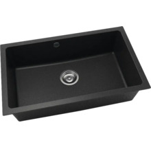Chiuvetă neagră din granit cu set de scurgere