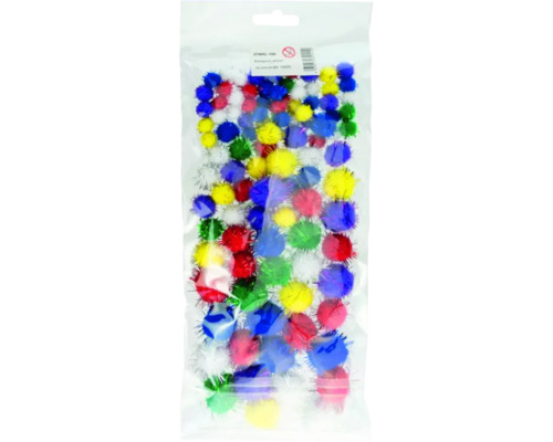 Pompoane colorate cu sclipici Ø 10-25 mm, pachet 100 buc. Pampoane cu sclipici, diametru de 10 până la 25 milimetri, 100 bucăți într-un pachet