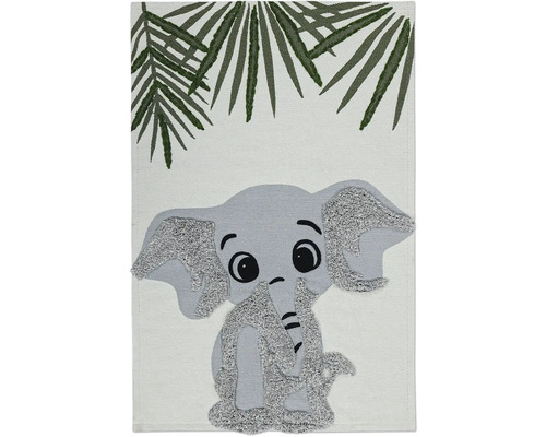 Covor copii Dundee Elephant 60x90 cm Covor cu motiv elefant și motiv de plante