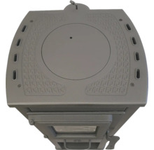 Șemineu văzut de sus cu ușă din fontă