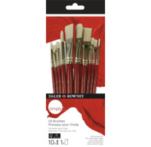 Set de pensule pentru ulei Daler Rowney Simply cu zece bucăți și fibre sintetice rigide