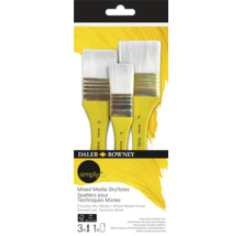 Set de pensule Daler Rowney Simply Skyflows pentru tehnici mixte, trei bucăți