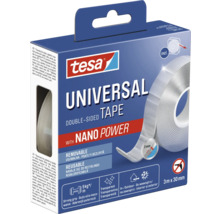Bandă adezivă universală dublu adezivă Tesa cu nanotehnologie, reutilizabilă, detașabilă și transparentă, 3 metri pe 30 milimetri