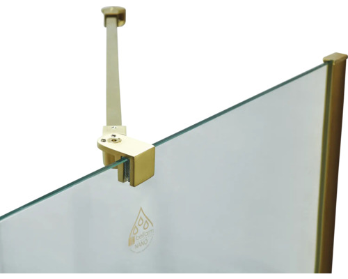 Detaliu al unui perete de duș cu bară de stabilizare și acoperire nano