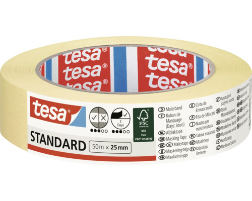 Bandă de mascare standard Tesa, 50 metri x 25 milimetri