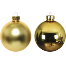 Două globuri aurii de Crăciun de agățat