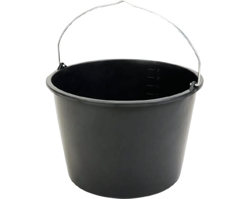 Găleată de mortar neagră cu suport metalic pentru găleată