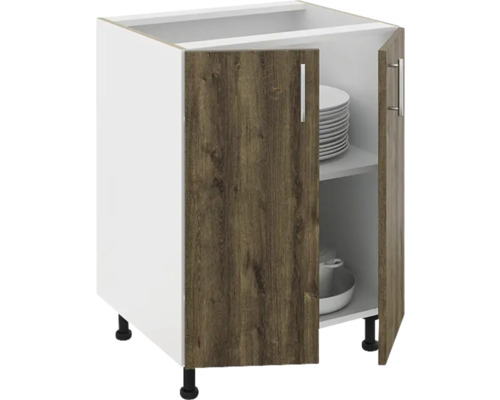 Dulap de bază pentru bucătărie cu rafturi și două uși cu aspect de lemn