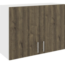 Dulap suspendat cu două uși din lemn și mânere argintii