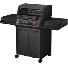 Grătar pe gaz negru cu rafturi laterale și dulap inferior pentru exterior