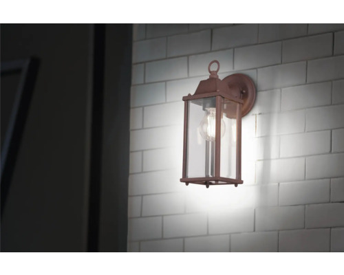 Lumină de perete pentru exterior cu sticlă transparentă și bec