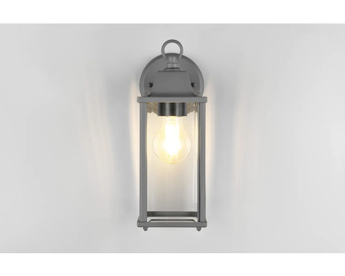 Lampa de perete exterioară gri cu sticlă transparentă și bec