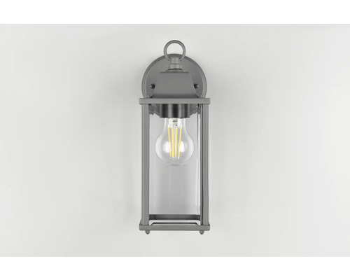 Lămpi de perete de exterior cu sticlă transparentă și bec decorativ.