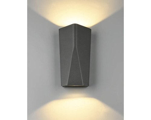 Lumină de perete gri cu design triunghiular și lumină orientată în sus și în jos
