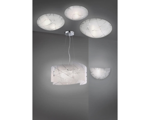 Diverse tipuri de lămpi cu modele geometrice pe tavan și perete