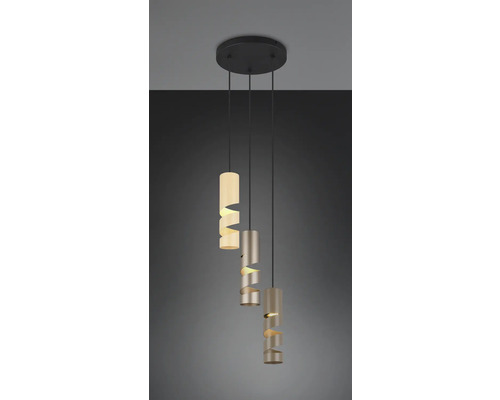 Lumină suspendată cu trei becuri și design înfășurat