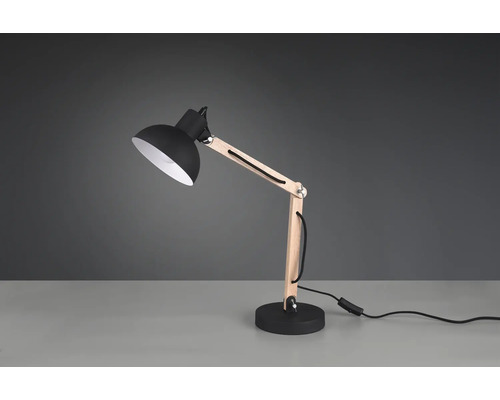 Lampă de birou cu braț din lemn și abajur reglabil