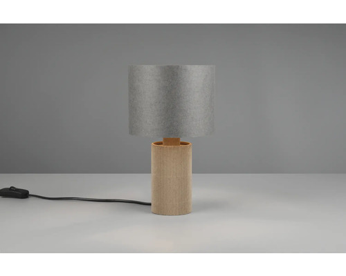 Lampă de masă cu abajur și bază din lemn