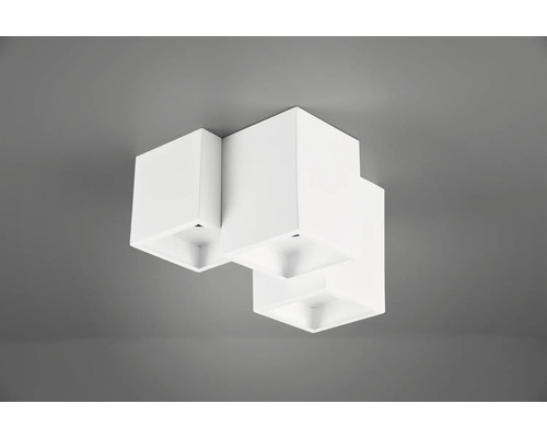 Plafonieră albă cu trei abajururi cubice