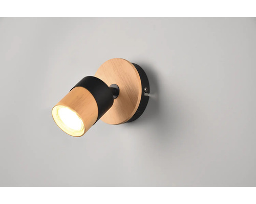 Lumină de perete cu lemn și detaliu negru