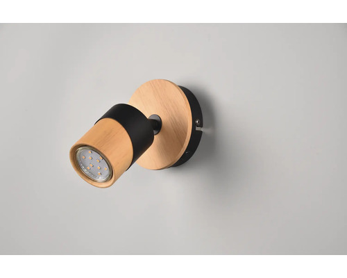 Lămpi de perete de culoarea lemnului cu bec LED și detalii negre