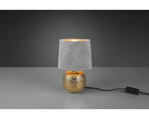 Lampă de masă decorativă cu abajur și bază aurie