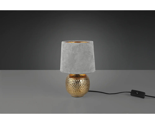 Lampă de masă decorativă cu abajur și bază aurie