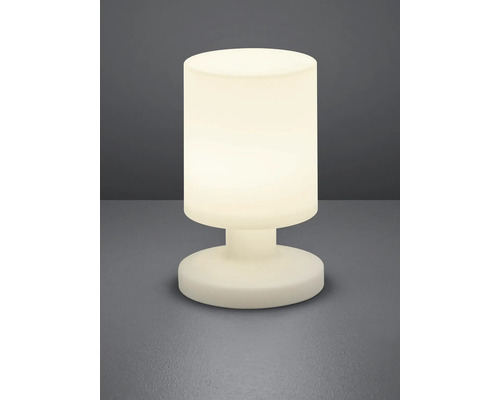 Lampă de masă cu abajur cilindric și bază rotundă