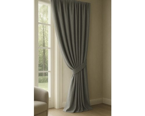 Draperie cu rejansă multifuncțională Amelie gri 140x245 cm Perdea gri cu bandă decorativă la fereastră