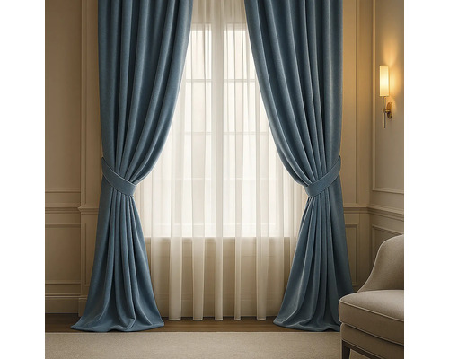 Draperie cu rejansă multifuncțională Amelie albastru turcoaz 140x245 cm Fereastră cu perdele și draperii