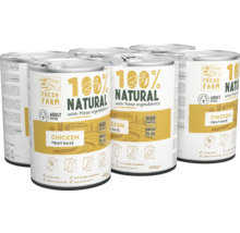 Mai multe cutii de conserve cu hrană umedă pentru câini Fresh Farm cu pateu de carne de pui pentru câini adulți