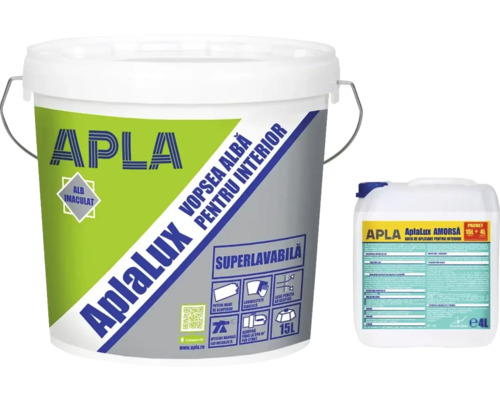 Set Apla AplaLux vopsea lavabilă de interior și amorsă