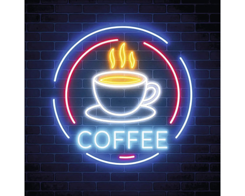 Reclamă luminoasă cu neon cu o ceașcă de cafea și cuvântul cafea