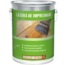 Lazură de impregnare Hornbach pentru lemn la exterior, găleată de 5 litri pentru circa 45 metri pătrați, Hornbach Logo.