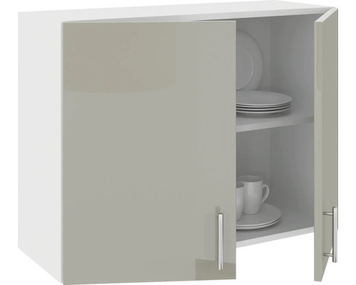 Dulap suspendat cu rafturi și veselă