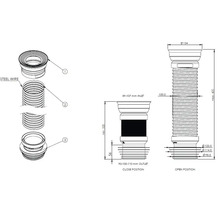 Desen tehnic al unui sifon flexibil cu indicații de măsurare
