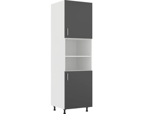 Corp înalt bucătărie pentru cuptor încorporabil Karo 60 cm alb/antracit Dulap înalt cu două uși și rafturi deschise