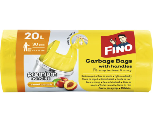 Saci de gunoi Fino cu mânere, 20 litri, 30 bucăți