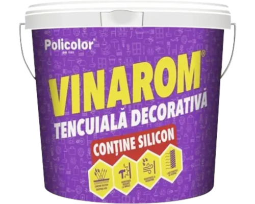 Tencuială decorativă gata colorată cu silicon Vinarom bej 25 kg Găleată tencuială decorativă siliconică Vinarom de la Policolor