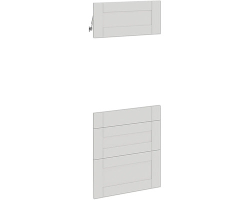 Două uși de mobilier albe cu structură lamelară